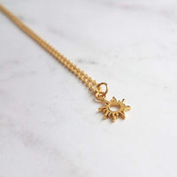 Small Sun Necklace, simple sun pendant, tiny sunshine charm, delicate gold chain, sunray necklace, just because gift, sun charm, gold sun - Constant Baubling