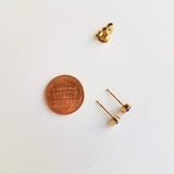 Tiny Silver Stud Earrings, cobalt blue stud, blue purple earring, stainless steel studs, hypoallergenic earring, girls 5mm, small round - Constant Baubling