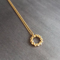 Gold Circle Necklace, round pendant, bubble necklace, gold ring pendant, thin delicate chain, eternity pendant, eternity necklace, 14K gold - Constant Baubling