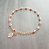 Evil Eye Bracelet, rose gold bracelet, Hamsa bracelet, hand of Fatima bracelet, spiritual bracelet, protection bracelet pink amulet talisman - Constant Baubling