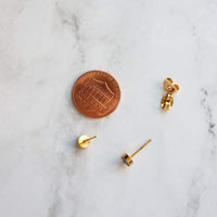 Orange Stud Earrings - tiny little round AB opalescent rhinestone gem, gold plated hypoallergenic stainless steel, girls, minimalist jewelry - Constant Baubling