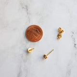 Orange Stud Earrings - tiny little round AB opalescent rhinestone gem, gold plated hypoallergenic stainless steel, girls, minimalist jewelry - Constant Baubling