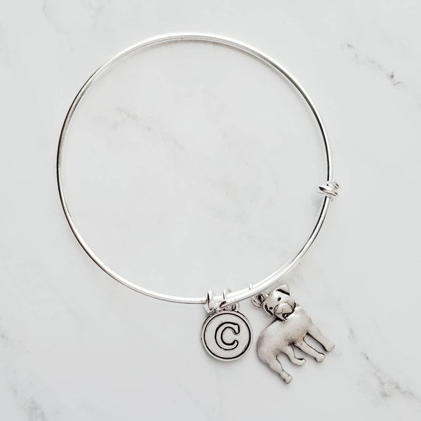 Rottweiler Bracelet - adjustable bangle double loop pet dog charm - personalized letter initial monogram - handmade Rottie puppy jewelry - Constant Baubling