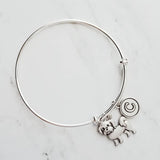 Maltese Bracelet - silver adjustable charm bangle double loop pet dog - personalized letter initial monogram - toy breed puppy accessory - Constant Baubling