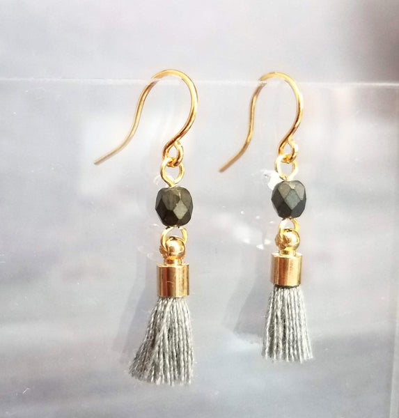 Tiny shop tassel earrings