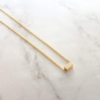 Silver Chain Necklace, rose gold bar necklace, silver rose gold necklace, rose gold line necklace, tiny rose gold rectangle, slider bar bead - Constant Baubling