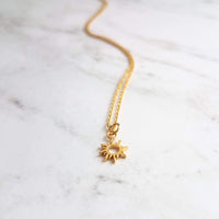 Small Sun Necklace, simple sun pendant, tiny sunshine charm, delicate gold chain, sunray necklace, just because gift, sun charm, gold sun - Constant Baubling