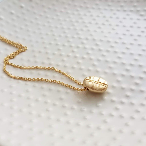 Coffee Necklace, coffee bean necklace, gold coffee necklace, coffee bean pendant, caffeine necklace, I love coffee pendant, small little - Constant Baubling