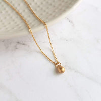 Gold Teardrop Necklace -  tiny glass drop pendant, delicate 14K gold fill chain, small little drop charm, bridesmaid gift for her under 30 - Constant Baubling