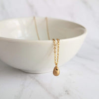Gold Teardrop Necklace -  tiny glass drop pendant, delicate 14K gold fill chain, small little drop charm, bridesmaid gift for her under 30 - Constant Baubling