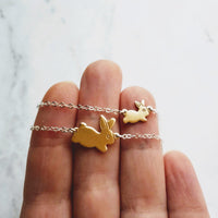 Bunny Rabbit Necklace, mama bunny necklace, baby bunny necklace, mother necklace, double chain, 2 chains, mom child necklace, gold/silver - Constant Baubling