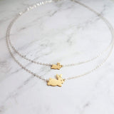Bunny Rabbit Necklace, mama bunny necklace, baby bunny necklace, mother necklace, double chain, 2 chains, mom child necklace, gold/silver - Constant Baubling