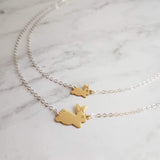 Bunny Rabbit Necklace, mama bunny necklace, baby bunny necklace, mother necklace, double chain, 2 chains, mom child necklace, gold/silver - Constant Baubling