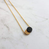 Sun Moon Necklace - solar eclipse pendant on delicate chain, celestial jewelry, moon shadow necklace, black gold crescent jewelry, new moon - Constant Baubling