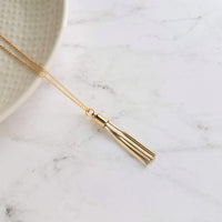 Tassel Necklace - gold & silver herringbone chain fringe pendant, thin delicate chain, custom length 14K gold fill option, anniversary gift - Constant Baubling