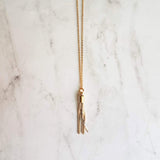 Tassel Necklace - gold & silver herringbone chain fringe pendant, thin delicate chain, custom length 14K gold fill option, anniversary gift - Constant Baubling