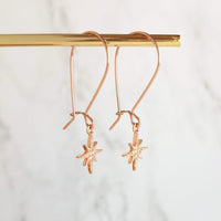 Wishing Star Earrings - rose gold tiny celestial guide Polaris charm w/ cubic zirconia, night sky astonomy gift, small shooting twinkle star - Constant Baubling