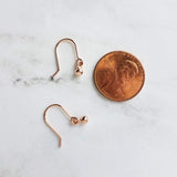 Rose Gold Ball Earrings, tiny ball earring, small round dangle, rose gold drops, 14K rose gold vermeil, dot earring, rose gold fill hooks - Constant Baubling