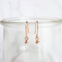 Rose Gold Ball Earrings, tiny ball earring, small round dangle, rose gold drops, 14K rose gold vermeil, dot earring, rose gold fill hooks - Constant Baubling