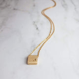 Gold Block Necklace, personalized pendant, gold letter necklace, cube necklace, gold initial necklace, gold name necklace, small gold block - Constant Baubling