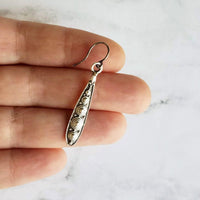 Long Narrow Teardrop Earrings - antique black accent Bali beaded ethnic design - little simple ball dot edge - Boho Bohemian teardrop - Constant Baubling