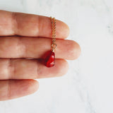 Pomegranate Necklace - small red pink pendant, thin delicate 18 inch chain, fruit seed necklace, fertility necklace, pomegranate seed charm - Constant Baubling