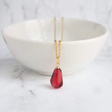 Pomegranate Necklace - small red pink pendant, thin delicate 18 inch chain, fruit seed necklace, fertility necklace, pomegranate seed charm - Constant Baubling