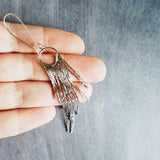 Silver Fringe Earrings - thin snake chain strands, chain dangle, v shape chain, thin chain fringe, chain tassel, 4" long earring, sexy - Constant Baubling