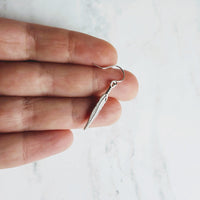 Thin Feather Earrings - long antique silver oxidized finish charm, narrow tribal feather, simple silver feather, plain feather earring - Constant Baubling