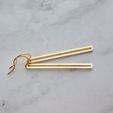 Long Thin Gold Bar Earrings - open rectangle earring, minimalist earring, narrow gold earring, gold rectangle outline, long gold earring - Constant Baubling
