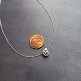 Silver Seashell Necklace, little spiral shell, nautilus necklace, snail shell pendant, silver shell charm, ocean necklace, beach jewelry - Constant Baubling