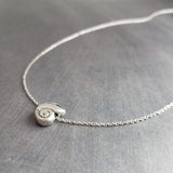 Silver Seashell Necklace, little spiral shell, nautilus necklace, snail shell pendant, silver shell charm, ocean necklace, beach jewelry - Constant Baubling
