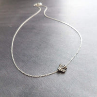 Little Bee Necklace, gunmetal bee, bumblebee slider pendant, silver rhodium chain, 3D bee necklace, black bee charm, tiny honeybee necklace - Constant Baubling