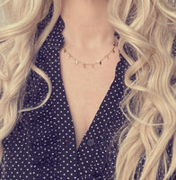 Gold Sequin Layer Necklace - tiny sparkling leaf shape charm layering chain in shiny 14K gold plate - adjustable & custom length available - Constant Baubling