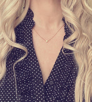 Cube Necklace, rose gold cube necklace, rose gold necklace, pink gold necklace, square bead necklace, layering necklace, delicate necklace - Constant Baubling