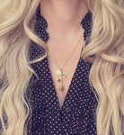 Gold Rose Pendant Necklace - polished finish 3-dimensional charm and separate round disk hand stamped w/ initial of choice - delicate chain - Constant Baubling
