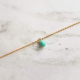 Orange Drop Necklace -  very tiny cantaloupe color glass pendant, 14K gold fill chain, delicate small little teardrop, gift for her under 30 - Constant Baubling