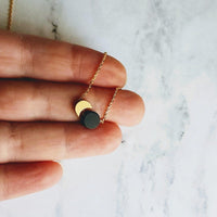 Sun Moon Necklace - solar eclipse pendant on delicate chain, celestial jewelry, moon shadow necklace, black gold crescent jewelry, new moon - Constant Baubling