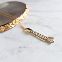 Tassel Necklace - gold & silver herringbone chain fringe pendant, thin delicate chain, custom length 14K gold fill option, anniversary gift - Constant Baubling
