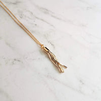 Tassel Necklace - gold & silver herringbone chain fringe pendant, thin delicate chain, custom length 14K gold fill option, anniversary gift - Constant Baubling