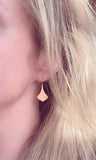 Asian Leaf Earrings - little copper ginkgo leaves in bright brushed finish, simple scalloped edge, modern Zen design, small ginkgo leaf - Constant Baubling