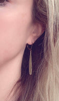 Thin Copper Teardrop Earrings, copper drop earring, long skinny earring, antique copper earring, rustic earring, narrow drop, lever back - Constant Baubling