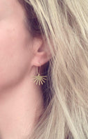 Sun Earrings, gold sunshine earrings, sun ray earrings, sunburst earrings, gold dangle earrings, cheerful earring happy earring kidney hooks - Constant Baubling