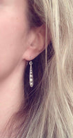 Long Narrow Teardrop Earrings - antique black accent Bali beaded ethnic design - little simple ball dot edge - Boho Bohemian teardrop - Constant Baubling