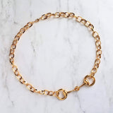 Gold Snaffle Bit Horse Necklace, chunky chain, equestrian necklace, gold horse necklace, snaffle necklace, D ring, thick gold chain, heavy - Constant Baubling