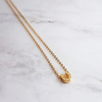 Gold Horseshoe Necklace, delicate gold chain, thin chain, dainty gold necklace, lucky necklace, tiny good luck charm, horse necklace, small - Constant Baubling