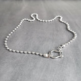Stainless Steel Ball Chain, front horseshoe shackle screw clasp, chunky chain, large ball chain, big silver ball chain, horseshoe necklace - Constant Baubling