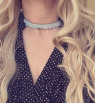 Choker Necklace, ruffle collar, ruffle necklace, stretch choker, elastic choker, black white stripe choker, ruffle choker, striped choker - Constant Baubling