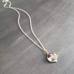 Silver Calla Lily Necklace - small matte flower charm, fuchsia pink, plum purple genuine freshwater pearl, delicate thin chain, bridesmaid - Constant Baubling