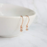 Rose Gold Ball Earrings, tiny ball earring, small round dangle, rose gold drops, 14K rose gold vermeil, dot earring, rose gold fill hooks - Constant Baubling